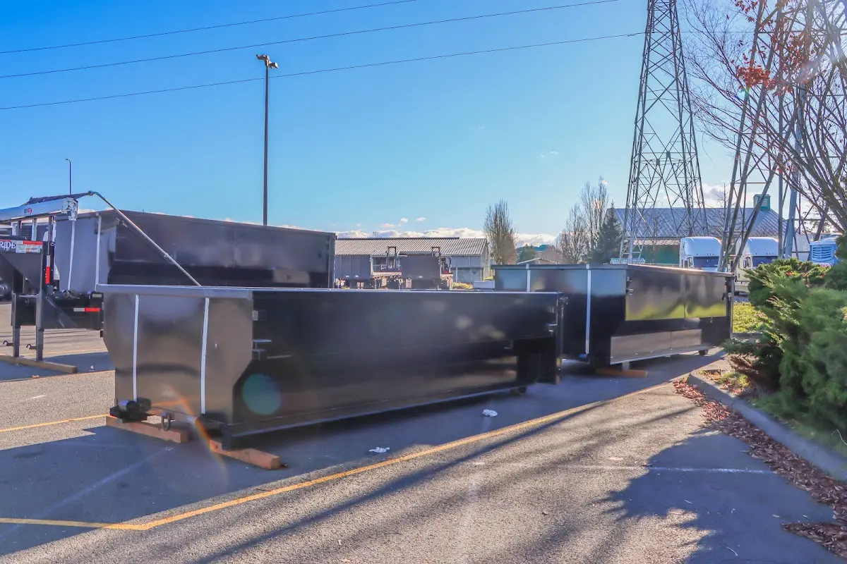Roll-off dumpster ready for waste disposal at job site for Roll Off Dumpster Rental in Silver Firs